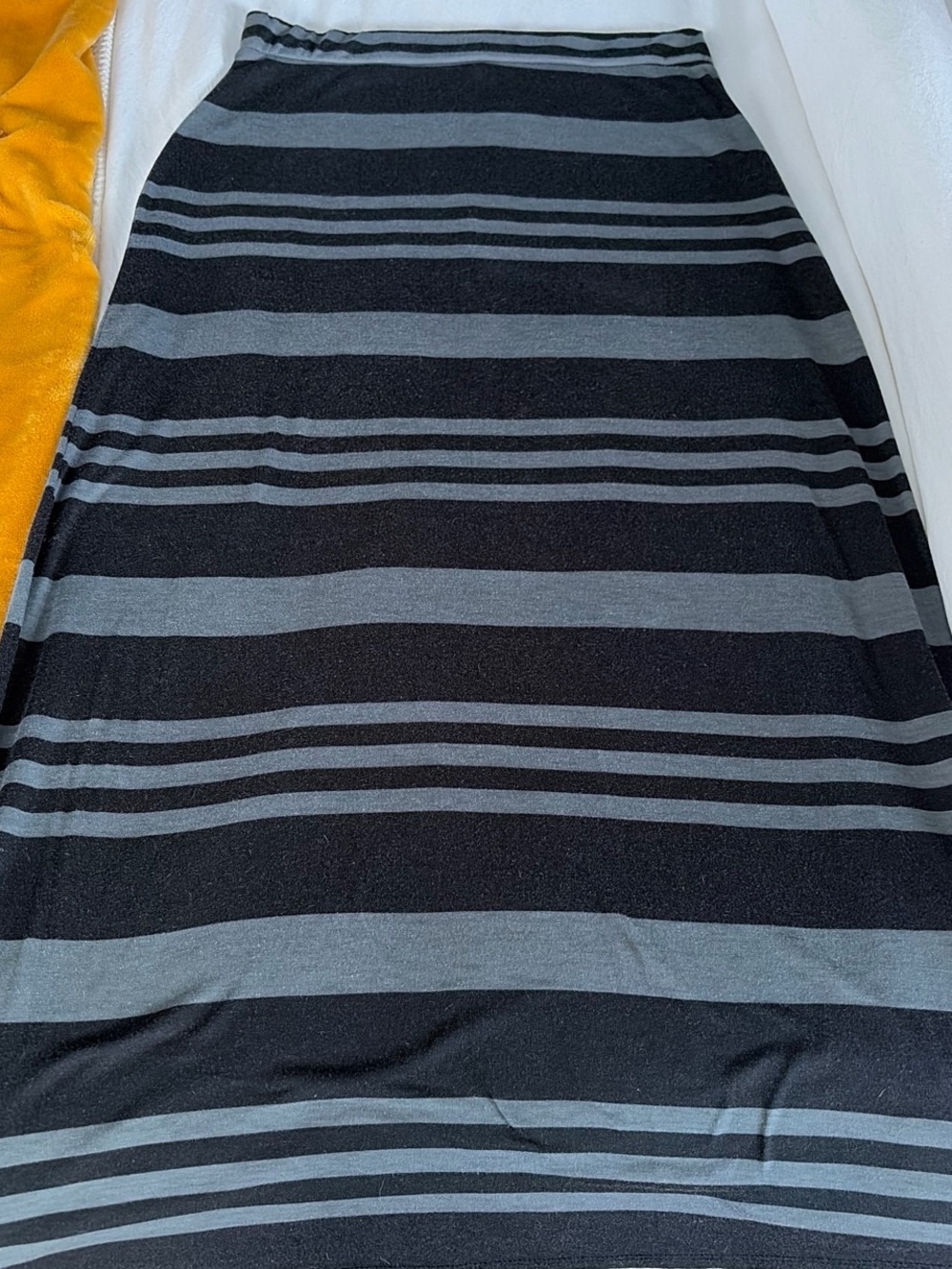 Ambiance Black & Gray Striped Maxi Skirt